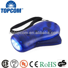 Colorful ABS 3 led hand pressing dynamo flashlight